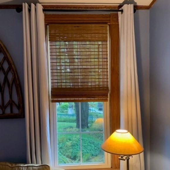 52 x 108 Linen Textured White Blackout Curtains - Picture 2 of 7